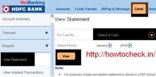 HDFC Credit Card Statement Online